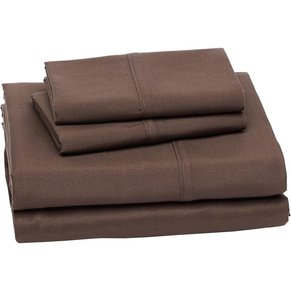 Amazon Basics Lightweight Microfiber Queen 3 Piece Bed Sheet Set Chocolate - Picture 2 of 6